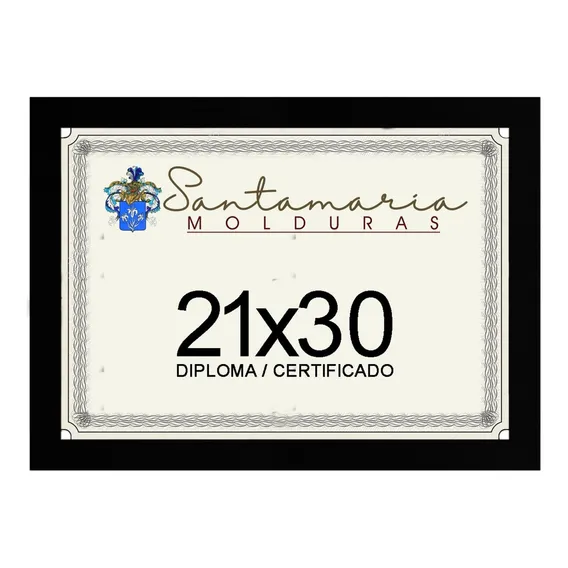 Moldura Porta Diploma Certificado A4 21x30 Preto Liso Foto 1