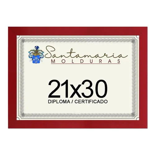 Moldura Porta Diploma Certificado A4 21x30 Vermelho Liso Foto 1