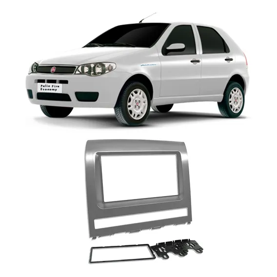 Moldura Radio Fiat Palio 2004 A 2011 Prata 2din Dvd Cd Foto 1
