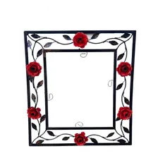 Moldura Sem Espelho Ferro Flores Vermelhas Decoração Foto mini 1