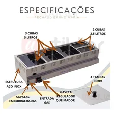 Molheira Banho Maria Recheaud 4 Cubas Inox A Gás Itajobi Cor Prateado Foto mini 4