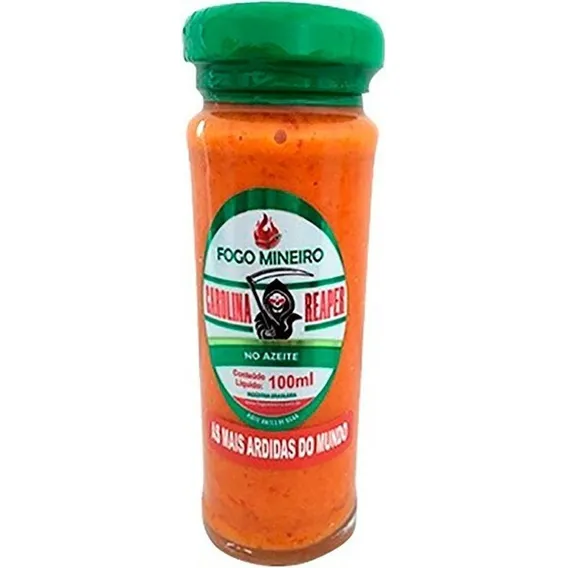 Molho Pimenta Carolina Reaper Azeite 100ml Fogo Mineiro Foto 1