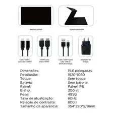 Monitor Gamer Portátil Ultra Sllin Viagens Trabalho Tipe-c Hdmi Cor Preto 110v/220v Tomate MTM-1506 Foto mini 2