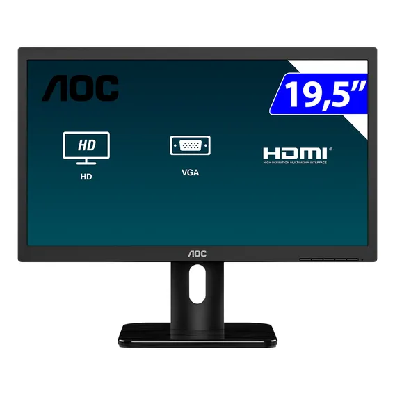 Monitor Led 19,5 Polegadas Widescreen Antirreflexo 20e1h Aoc Cor Preto Bvolt Foto 1