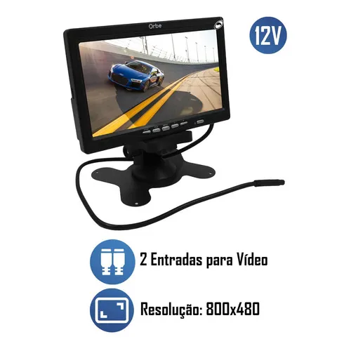Monitor Tela Painel 7 Polegadas Orbe 2 Entradas Vídeo 12v E Foto 1