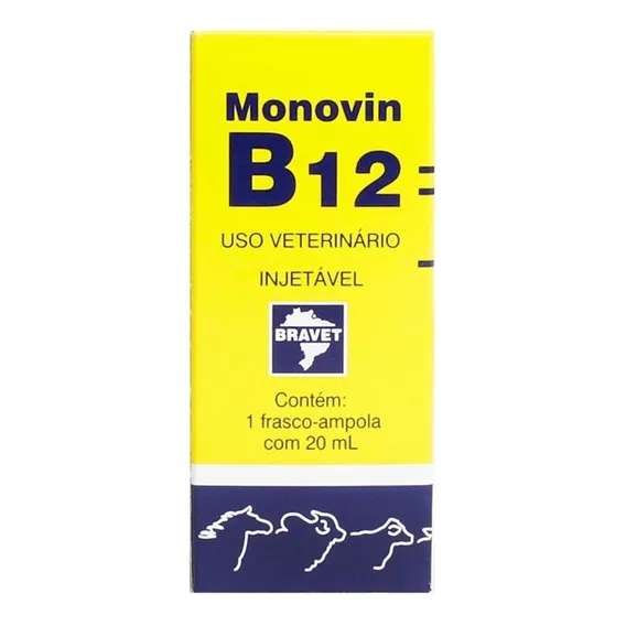 Monovin B12 Inj. 20 - Vitamina Uso Veterinário Bravet Foto 1