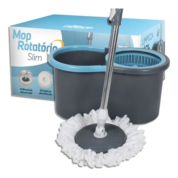 Mop Giratorio Balde Rotatório 360° 13l Pano Microfibra Cabo Foto 1