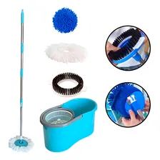 Mop Girat贸rio Cabo Longo + Refil Microfibra Tira P贸, Escov茫o Cor Azul Foto mini 1