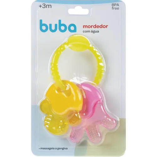Mordedor Água Mãozinha Chaveiro Bebe Amarelo Rosa 5234a Buba Foto 1