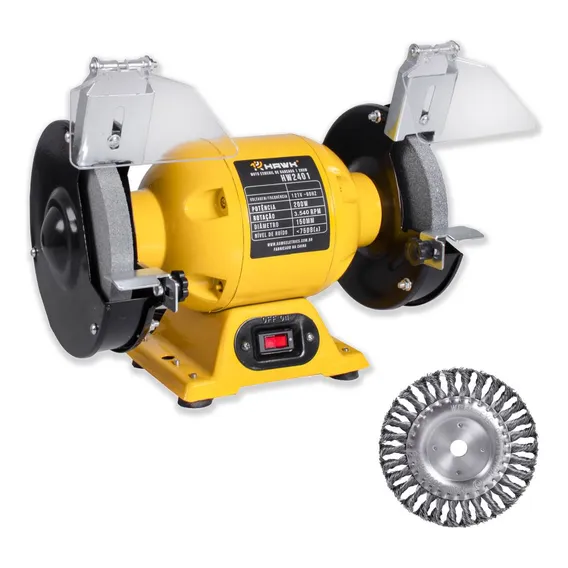 Moto Esmeril 6 Pol 3540rpm Motor Esmeril Com 2 Rebolos Disco De Aço Hawk Foto 1