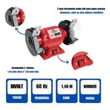 Moto Esmeril De Bancada 152mm 360w Worker Foto mini  3