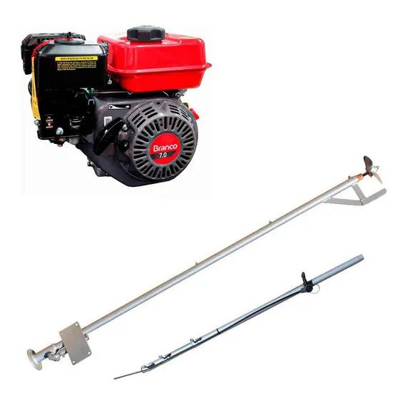 Motor Barco 7hp Branco Rabeta Simples 1,7m + Kit Aceleração Foto 1