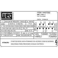Motor Weg 1/4 Cv Pra Bomba Piscina Igui Monofásico 110/220v 110v/220v Foto mini 4