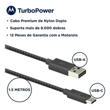 Motorola Cabo Carregador Turbo Power Usb P Usb C Tipo C 150cm Resistente Trançado Cor Preto Foto mini 2