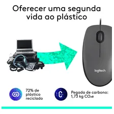 Mouse com fio USB Logitech M100 com Design Ambidestro - Cinza Foto mini 4