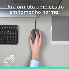 Mouse com fio USB Logitech M100 com Design Ambidestro - Cinza Foto mini 2