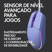 Mouse Gamer Logitech G203 LIGHTSYNC RGB Até 8.000 DPI - Lilás Foto mini 3