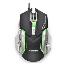 Mouse Gamer Multilaser 2400dpi 6 Botões Led Preto Verd Mo269 Cor Preto/verde Foto mini  2