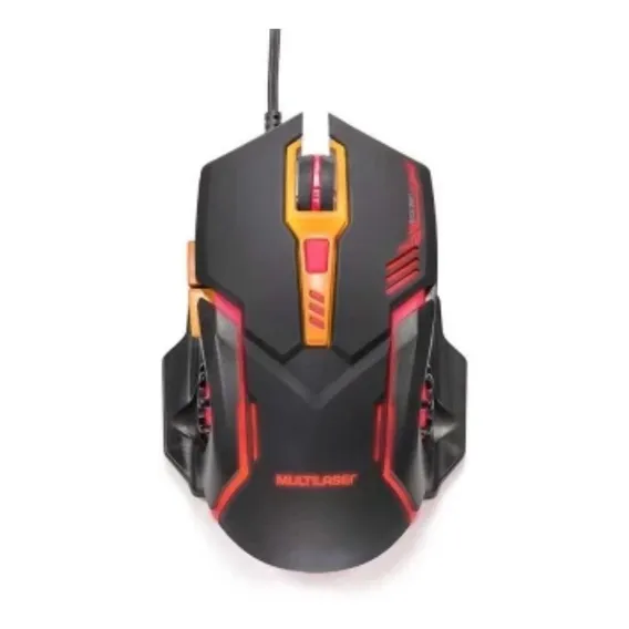 Mouse Gamer Multilaser 2400dpi Preto E Laranja Mo270 Com Fio Cor Preto/Laranja Foto 1