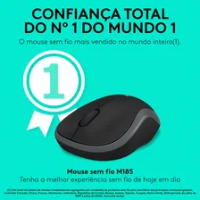 Mouse Logitech M185 Sem Fio Rc/nano Preto Cor Cinza Foto mini  2