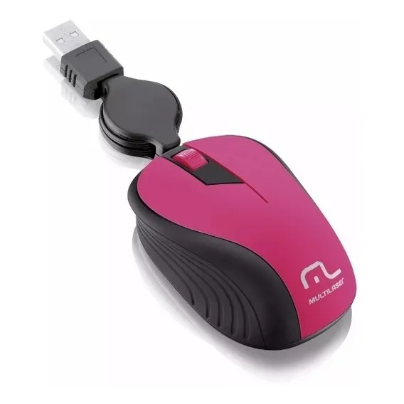Mouse Óptico Retrátil Multilaser 1200dpi Usb Rosa Foto 1