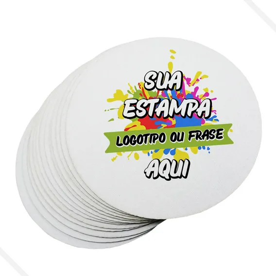 Mouse Pad Personalizado Redondo 19x19 Emborrachado 150 Un Cor Branco Desenho Impresso Liso Foto 1