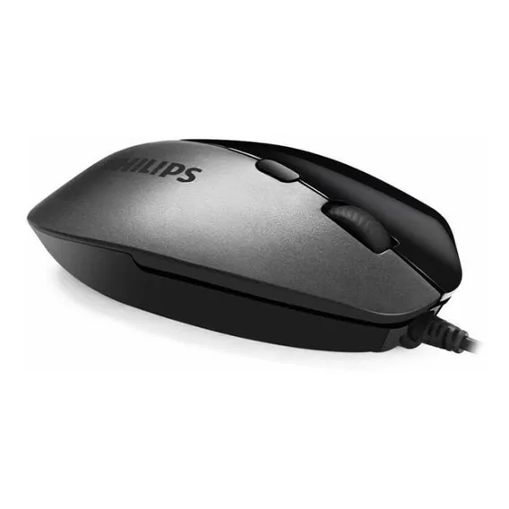 Mouse Philips Usb - Ótico Infravermelho 2400 Dpi Ergonomico Cor Preto Foto 1