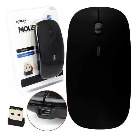 Mouse Recarregável Clique Silencioso 2.4 Ghz 1600 Dpi Slim Cor Preto Foto 1