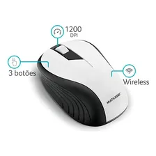 Mouse sem fio Multilaser Office MO216 branco e preto Foto mini  2