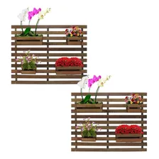 M贸veis Brasil Floreira Vertical kit 2 unidades jardim vertical 100 x 80 cm madeira maci莽a Foto mini 1