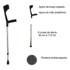 Muleta Canadense Fixa Alo Ortopedicos cor preto Muleta canadense apoio fixo alumÃnio até 130 kilos- par Foto mini 2