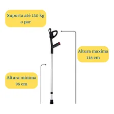 Muleta Canadense Fixa AlumĂnio Ajustável Regulável 130kg Par Cor Preto Foto mini 2