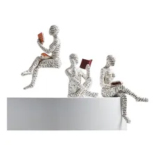 Mulher Lendo, Leitura, Decoração, Kit 3 Estatuetas Foto mini 1