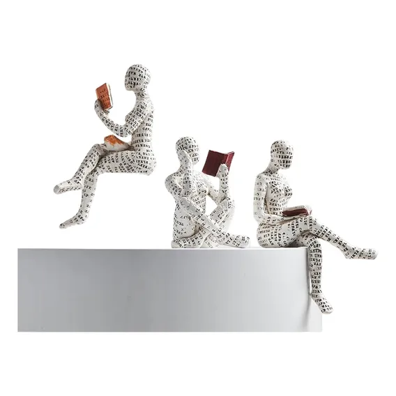 Mulher Lendo, Leitura, Decoração, Kit 3 Estatuetas Foto 1