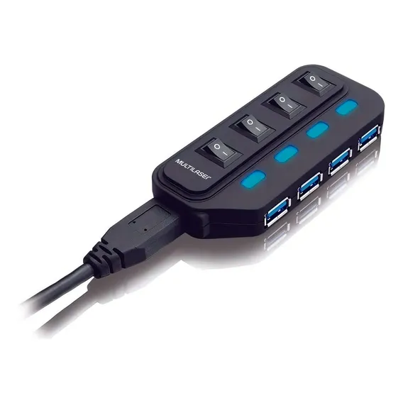 Multilaser AC264 Cor Preto Hub Usb Slim 3.0 Super Speed 4 Portas Foto 1