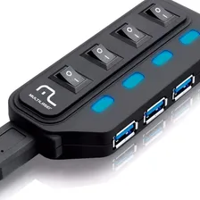 Multilaser AC264 Cor Preto Hub Usb Slim 3.0 Super Speed 4 Portas Foto mini 2