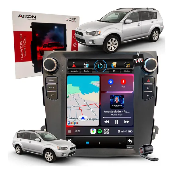 Multimídia Tesla Aikon Carplay Rádio Outlander 2006 À 2013 Cor Mitsubishi Outlander 2009 Foto 1