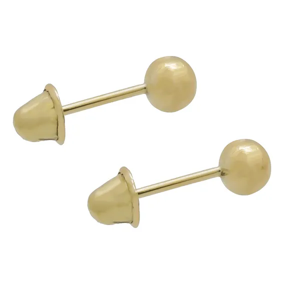 Mv Joias Brinco Infantil Bolinha RecĂ©m-nascido Bola 3mm Ouro 18k BebĂȘ Foto 1