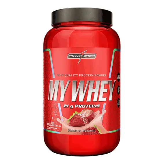 My Whey Shake de Morango Pote 900g Integralmédica Foto 1