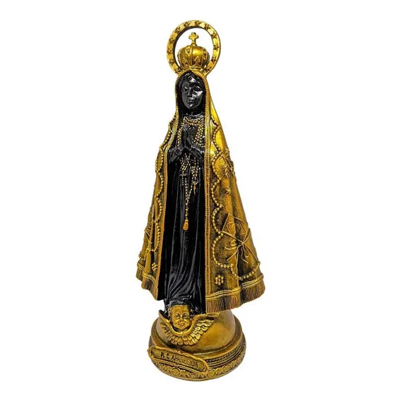 N Sra Aparecida Nossa Senhora Aparecida Mármore Maciço 22cm Cor Dourado Foto 1