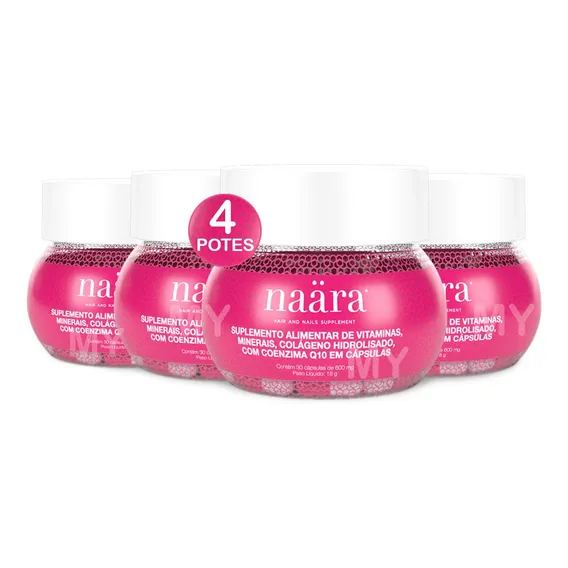 Naara Hair And Nails 120 Caps =4potes Unhas E Cabelos+fortes Foto 1