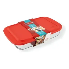 Nadir refratório travessa vidro lasanheira 3L marinex tampa com cor vermelho Foto  mini 1