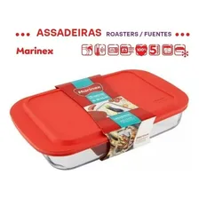 Nadir refratório travessa vidro lasanheira 3L marinex tampa com cor vermelho Foto mini  3