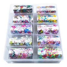 Nail Foil Unhas Decorado Com Desenhos, Caixa Com 10 Rolos Foto mini 1