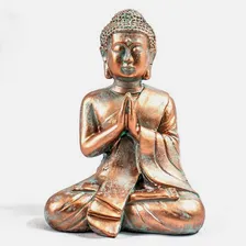 Namaste Buda Sentado Rezando Saudação PÔtina Cobre Cor Cobre Envelhecido Foto mini 2