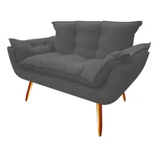 Namoradeira Decorativa Opala Sofá Suede Cinza Premium Foto mini 1