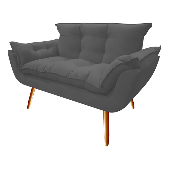 Namoradeira Decorativa Opala Sofá Suede Cinza Premium Foto 1