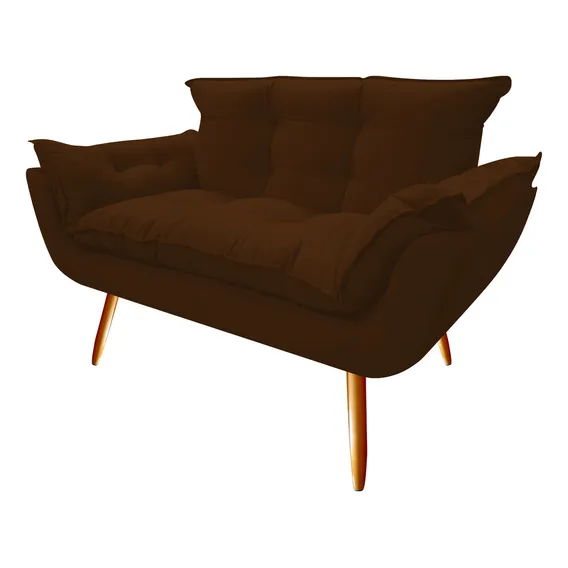 Namoradeira Decorativa Opala Sofá Suede Marrom Sala Foto 1