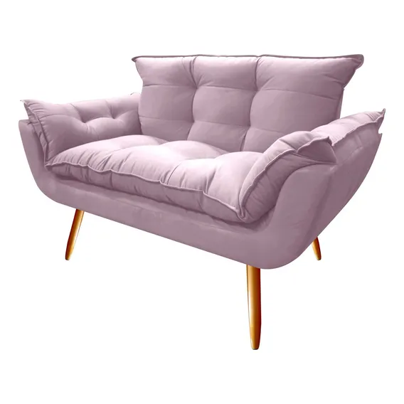 Namoradeira Decorativa Opala SofĂĄ Suede RosĂȘ Sala Foto 1
