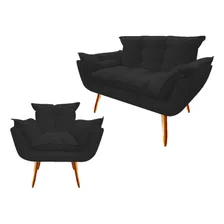 Namoradeira Opala + Poltrona Suede Preto Foto  mini 1